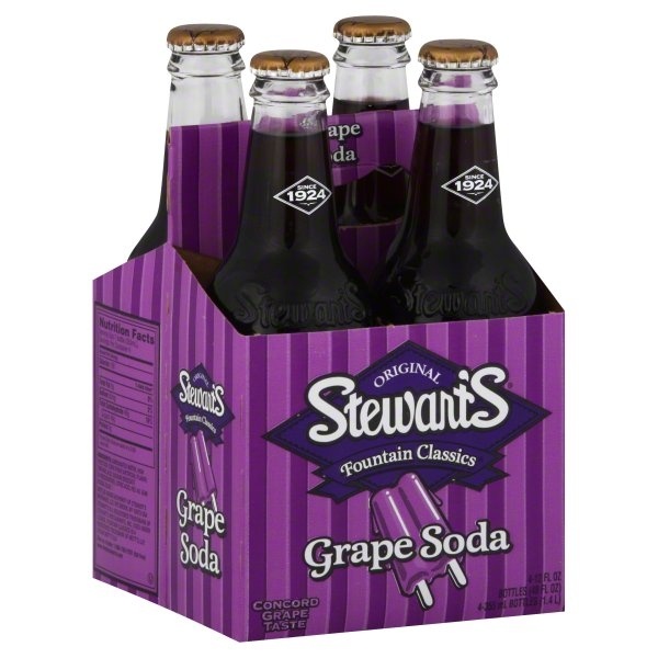 slide 1 of 1, Stewart's Grape Soda, 4 ct