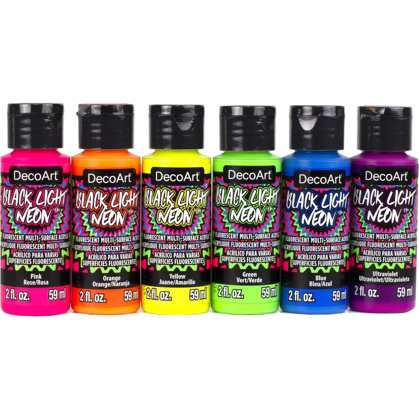 slide 2 of 3, Deco Art Black Light Neon Paint Set, 6 ct