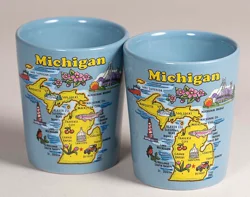 Michigan Map Ceramic Shot Glass, Light Blue