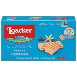 Loacker Classic Vanilla Crispy Wafers with Vanilla Cream Filling 12 - 1.59 oz Packs