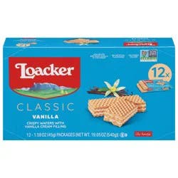 Loacker Classic Vanilla Crispy Wafers with Vanilla Cream Filling 12 - 1.59 oz Packs