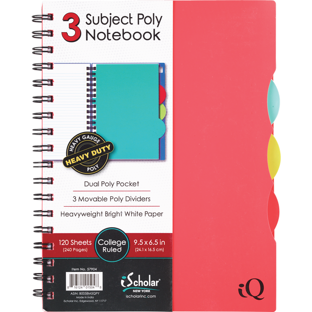 slide 1 of 1, Ischolar 3 Subject Notebook 9.5X6.5'', 120 ct