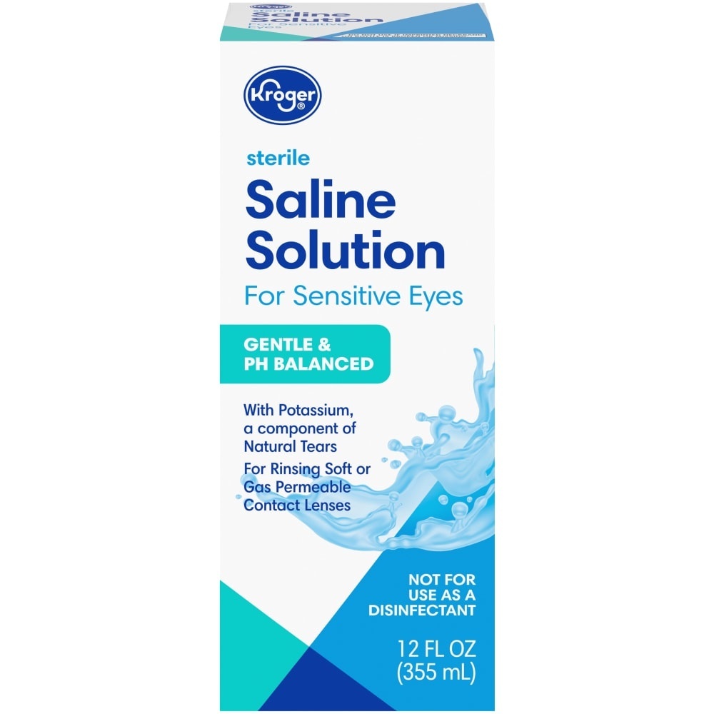 slide 1 of 1, Kroger Saline Contact Lens Solution, 12 fl oz