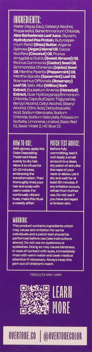 slide 12 of 12, Overtone Royal Plum Color Depositing Treatment Mask 4.5 fl oz, 4.5 fl oz