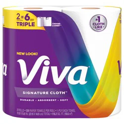 Viva Signature Cloth Paper Towels, 2 Triple Rolls, 129 Sheets per Roll
