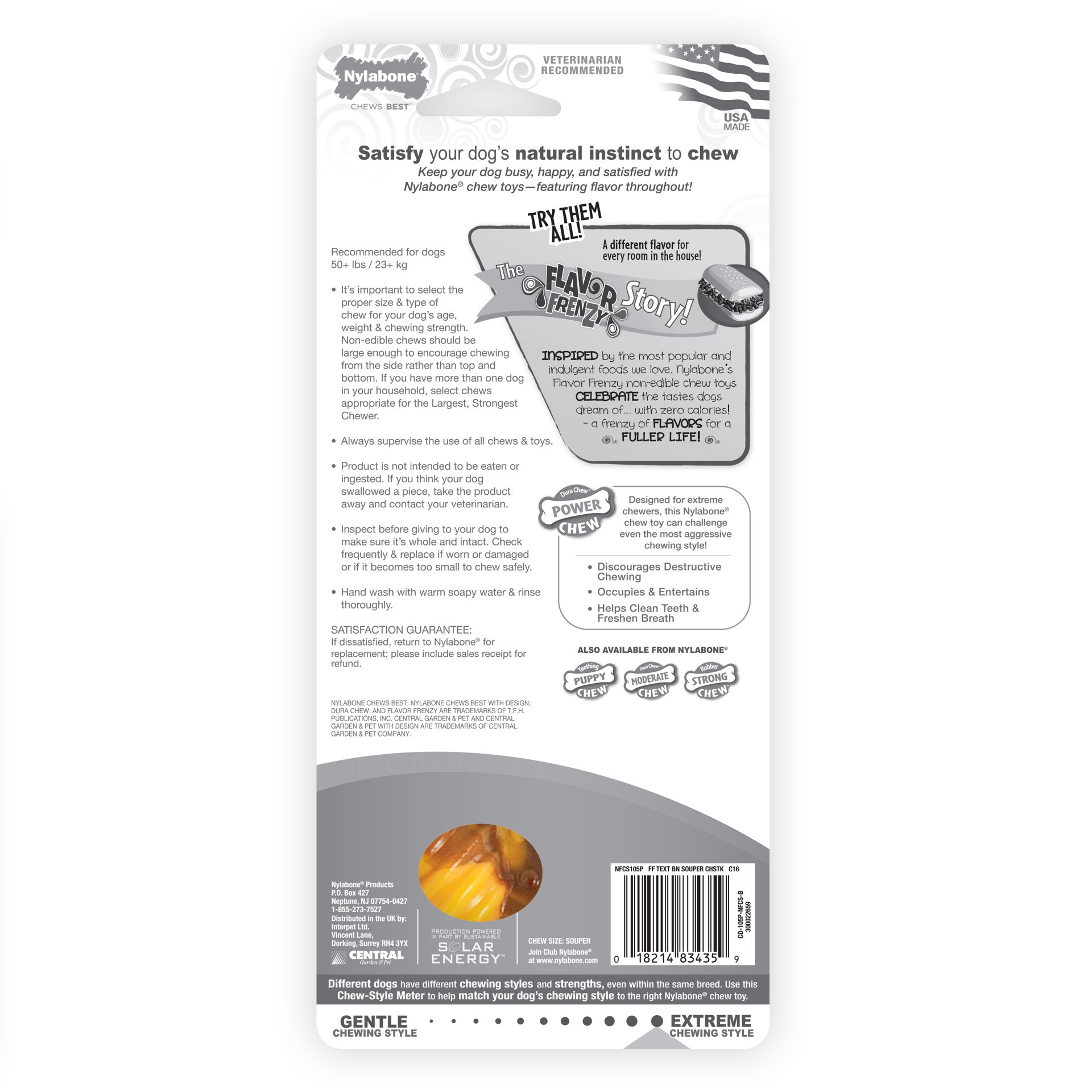 slide 2 of 10, Nylabone Flavor Frenzy Power Chew Durable Dog Chew Toy Philly Cheesesteak X-Large/Souper - 50+ lbs.(1 Count), 1 ct