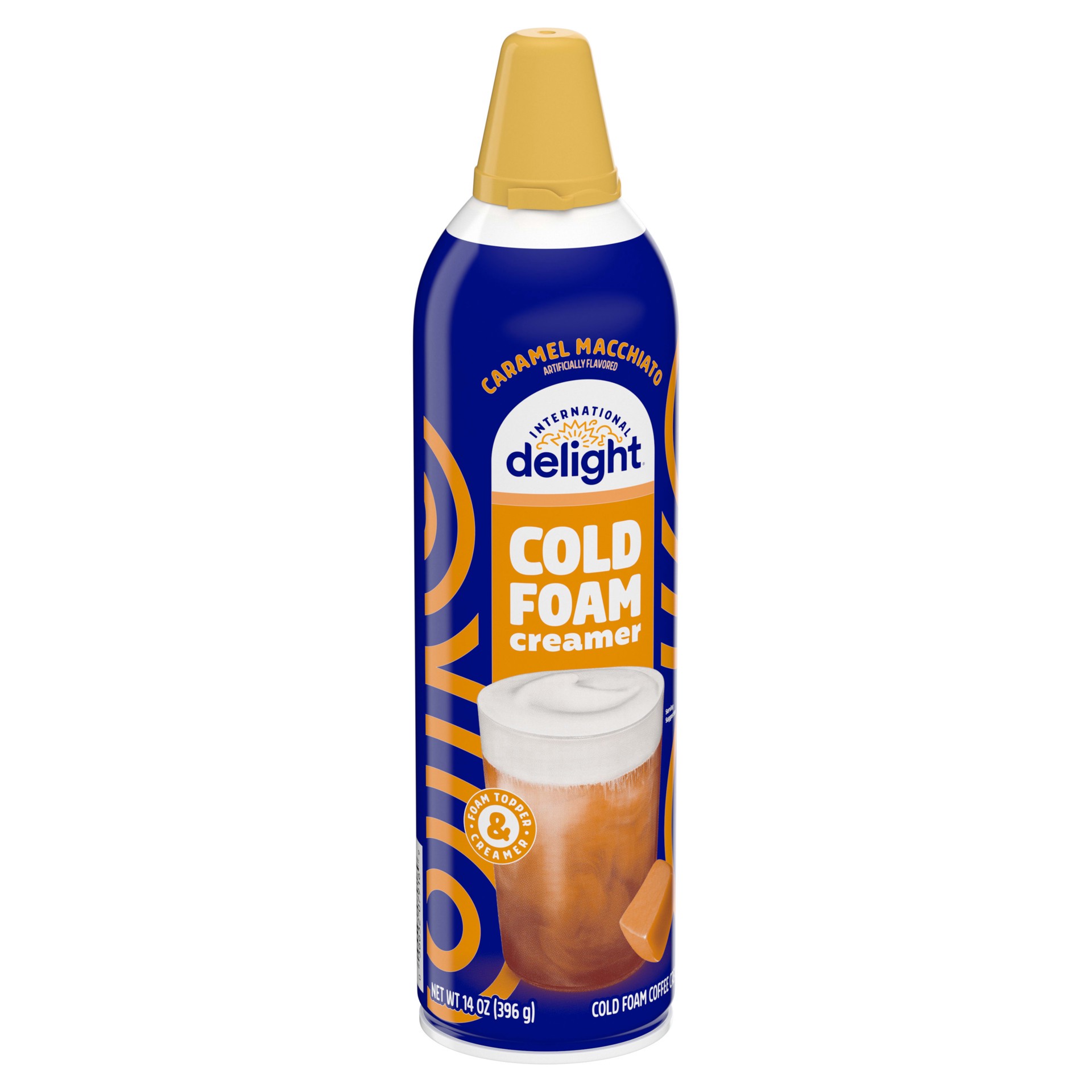 slide 5 of 5, International Delight Cold Foam Coffee Creamer, Caramel Macchiato, 14 OZ Can, 14 oz