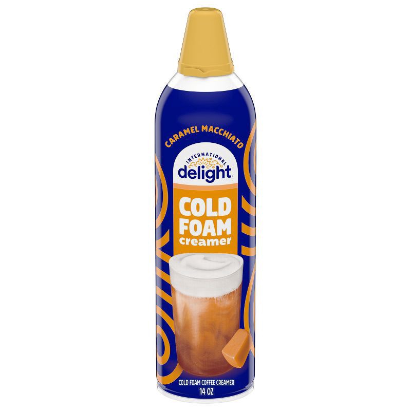 slide 1 of 5, International Delight Cold Foam Coffee Creamer, Caramel Macchiato, 14 OZ Can, 14 oz