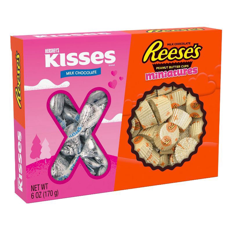 slide 1 of 8, HERSHEY'S and REESE'S Assorted Milk Chocolate, Valentine's Candy Gift Box, 6 oz, 6 oz