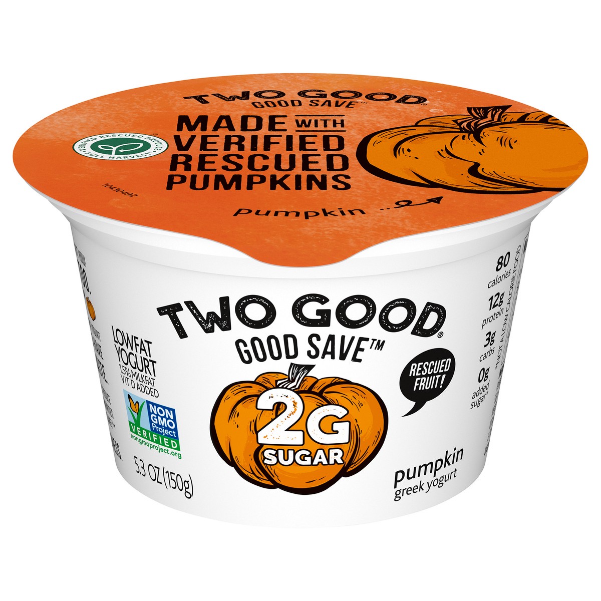 slide 9 of 9, Too Good & Co. Good Save Pumpkin Lower Sugar, Low Fat Greek Yogurt Cultured Product, Gluten Free, Keto Friendly Healthy Snacks, 5.3 OZ Snack Cup, 5.3 oz