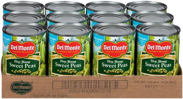 slide 1 of 1, Del Monte Fresh Cut Very Young Small Sweet Peas, 15.25 oz