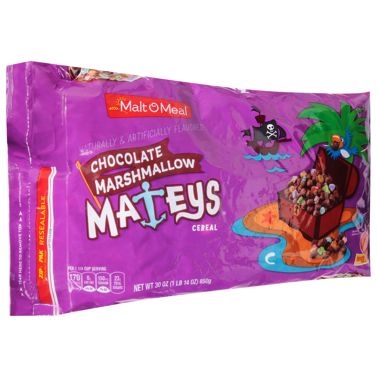 slide 2 of 9, Malt-O-Meal Chocolate Marshmallow Mateys Breakfast Cereal, 30 OZ Bag, 30 oz