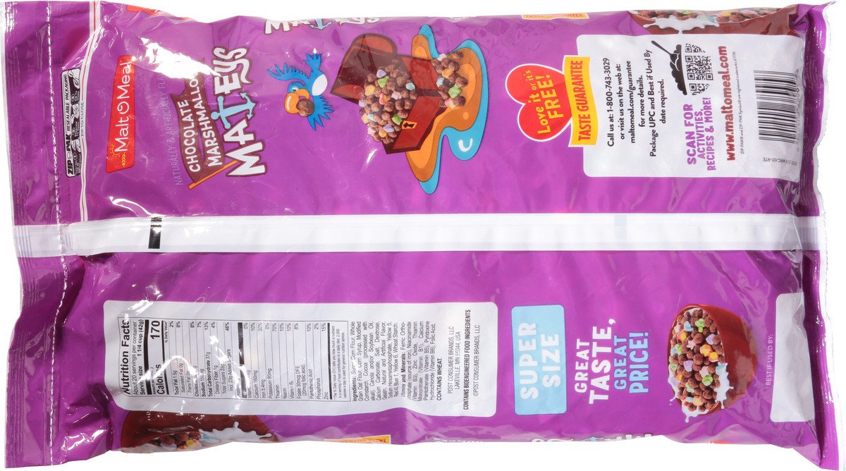 slide 4 of 9, Malt-O-Meal Chocolate Marshmallow Mateys Breakfast Cereal, 30 OZ Bag, 30 oz