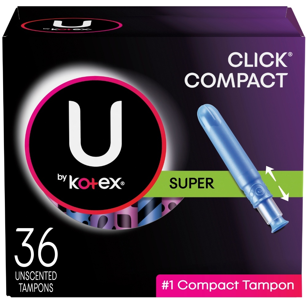 slide 1 of 3, U By Kotex Click Super Absorbency Unscented Compact Tampons, 36 ct