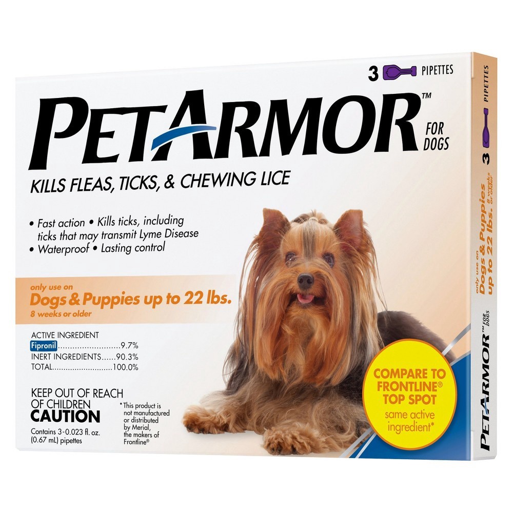 slide 2 of 3, Petarmor Sm Dog 3Ct F&T So 5-22Lb, 3 ct