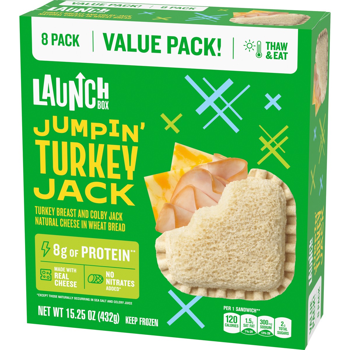 slide 3 of 13, LaunchBox Jumpin' Turkey & Colby Jack Cheese Frozen Sandwiches Value Pack, 8 ct Box, 8 ct