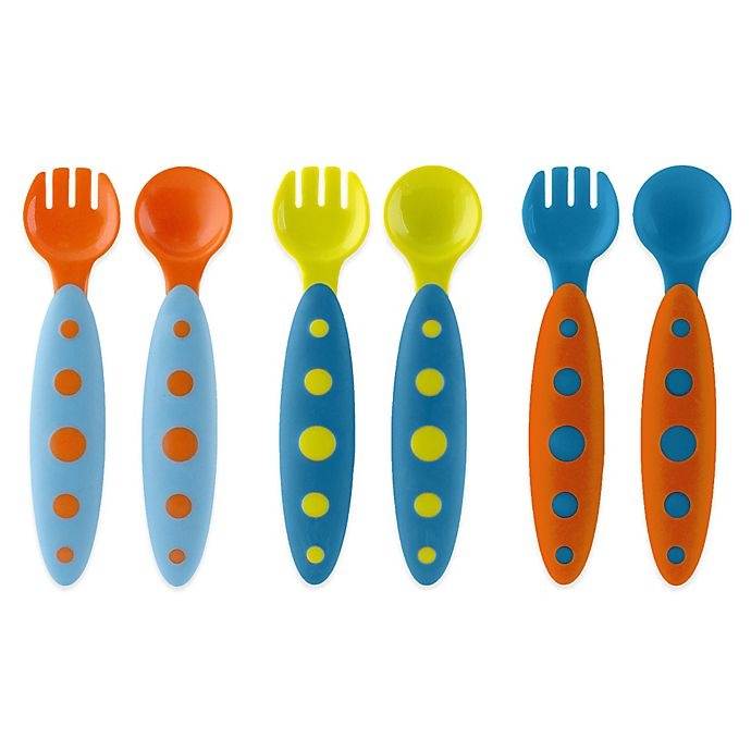 slide 1 of 2, Boon MODWARE Toddler Utensil Set - Light Blue/Dark Blue/Orange, 3 ct