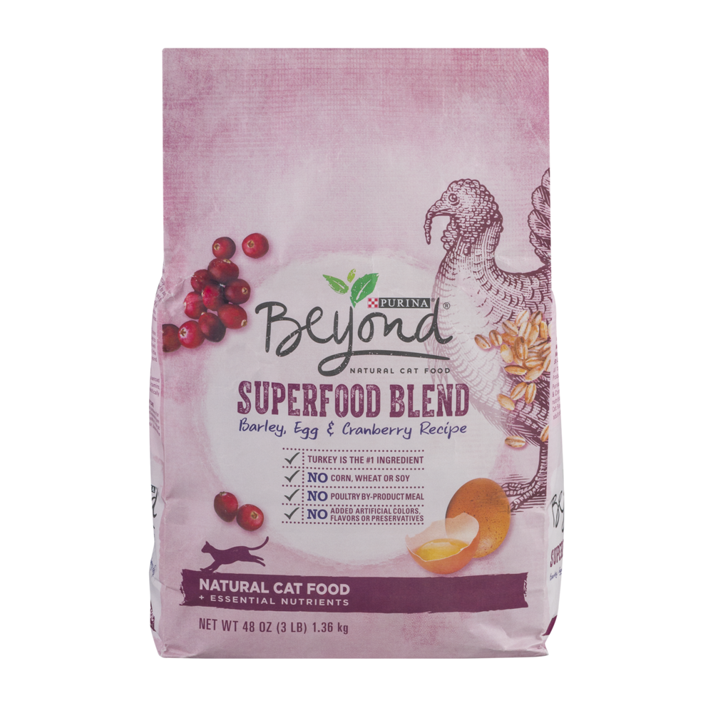 slide 1 of 1, Purina Beyond Natural Cat Food Superfood Blend Barley, Egg & Cranberry Recipe, 3 lb