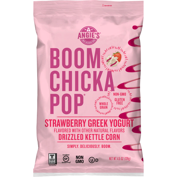 slide 1 of 1, Angie's BOOMCHICKAPOP Strawberry Greek Yogurt Drizzled Kettle Corn Popcorn, 4.5 oz