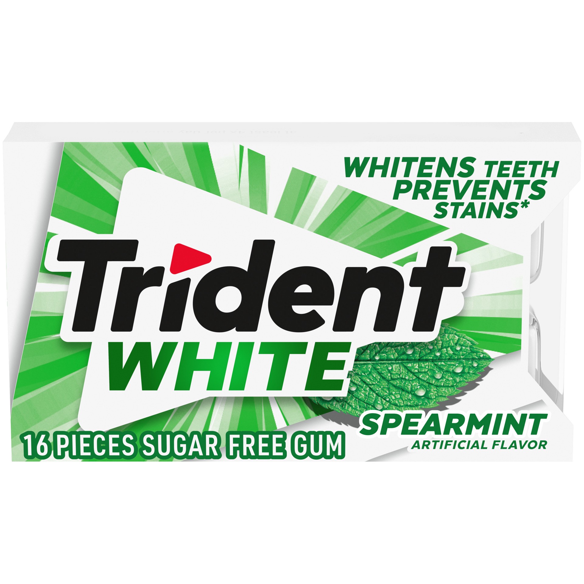 slide 1 of 5, Trident White Spearmint Sugar Free Gum, 16 Piece Pack, 0.05 lb