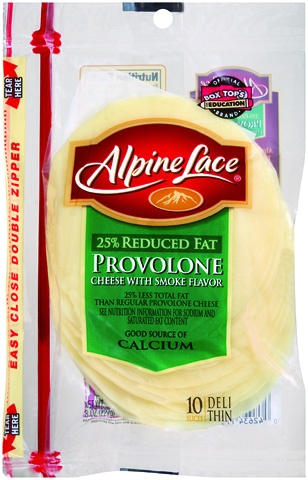 slide 2 of 7, Alpine Lace 25% Reduced Fat Provolone with Smoke Flavor Deli-Thin Slices, 8 oz