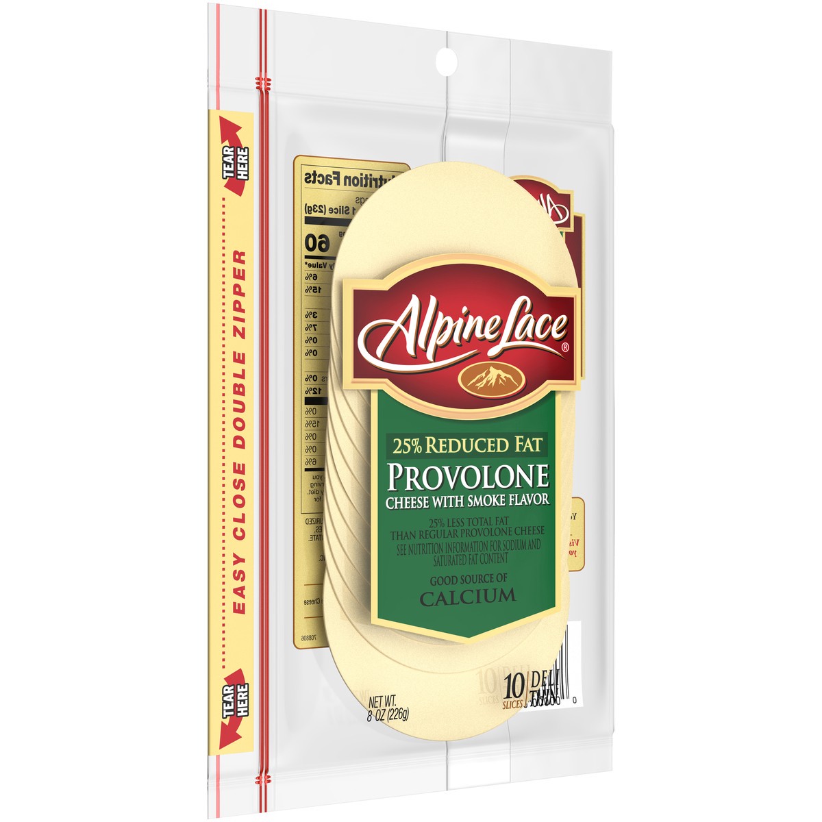 slide 5 of 8, Alpine Lace 25% Reduced Fat Provolone with Smoke Flavor Deli-Thin Slices, 8 oz