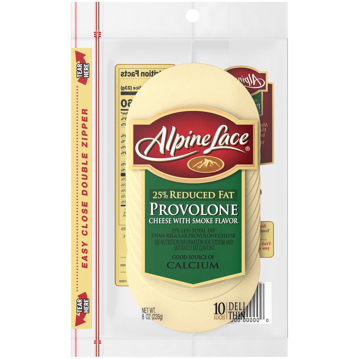 slide 7 of 8, Alpine Lace 25% Reduced Fat Provolone with Smoke Flavor Deli-Thin Slices, 8 oz