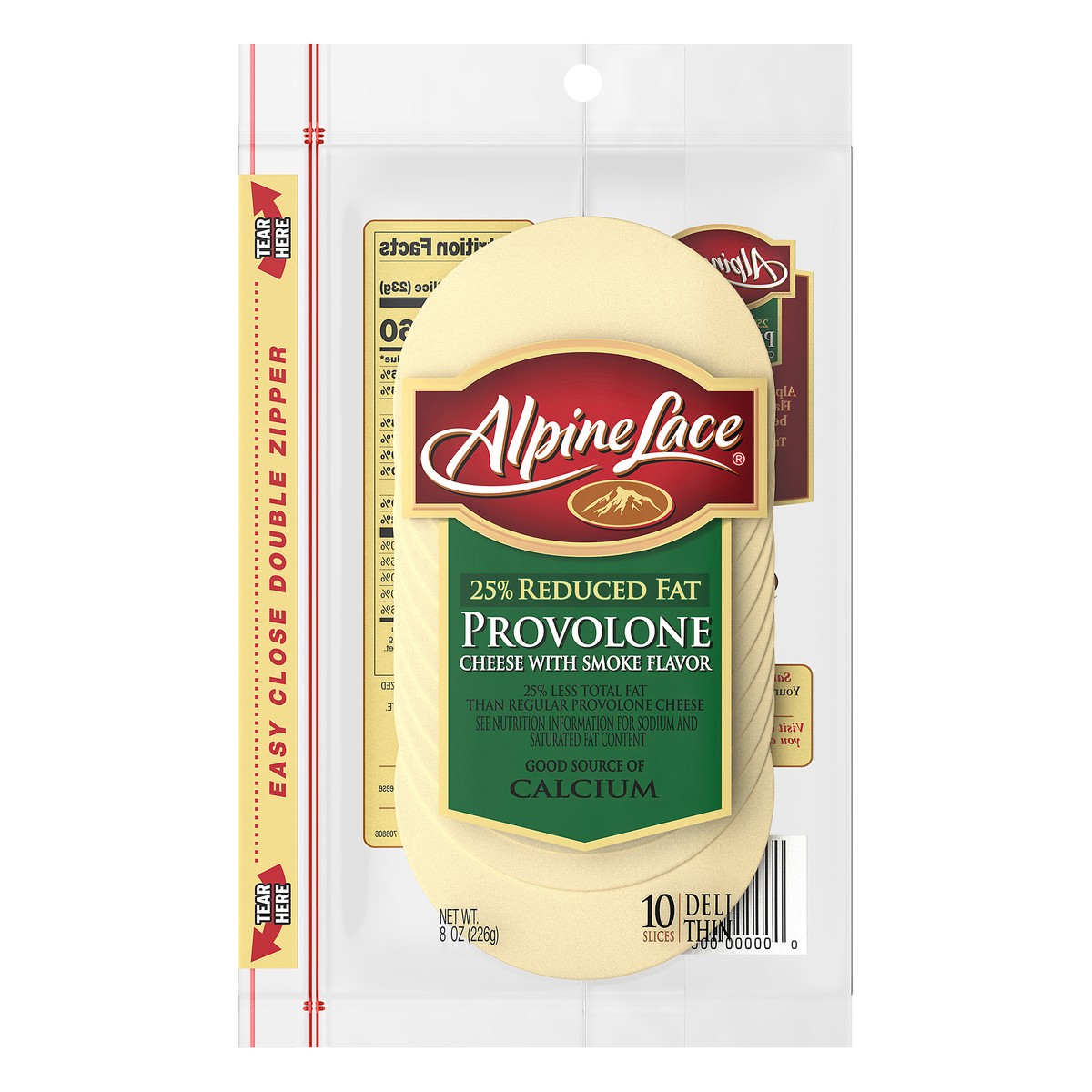 slide 4 of 8, Alpine Lace 25% Reduced Fat Provolone with Smoke Flavor Deli-Thin Slices, 8 oz