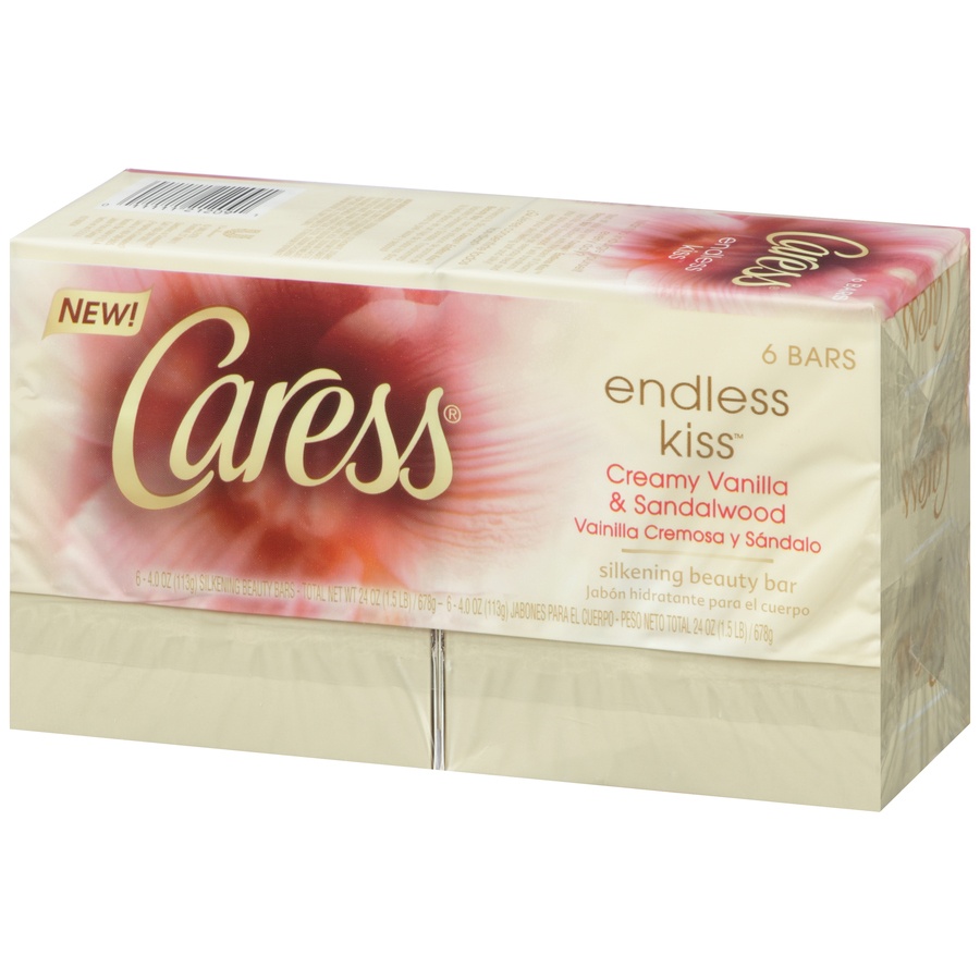 slide 3 of 3, Caress Endless Kiss Creamy Vanilla And Sandalwood Silkening Beauty Bar, 6 ct; 4 oz