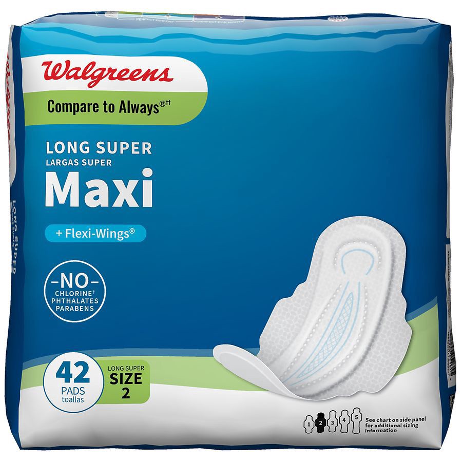 slide 1 of 5, Walgreens Maxi Pad Long Super, 42 ct
