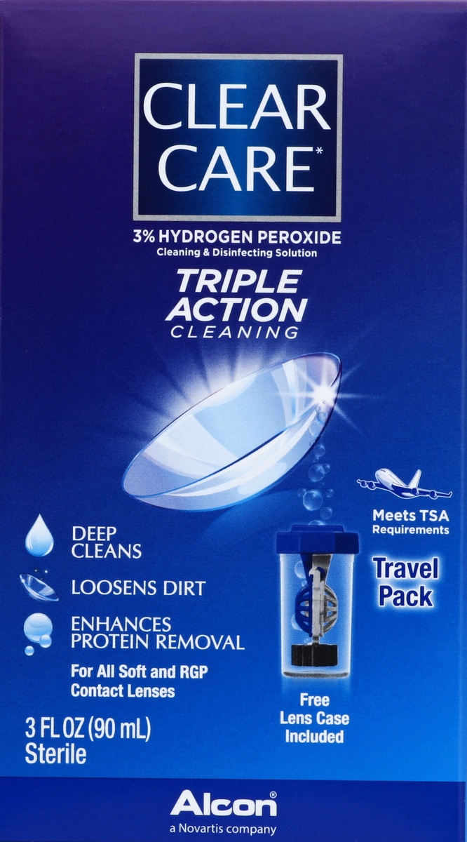 slide 3 of 6, Clear Care Triple Action Cleaning Contact Travel Pack, 3 oz