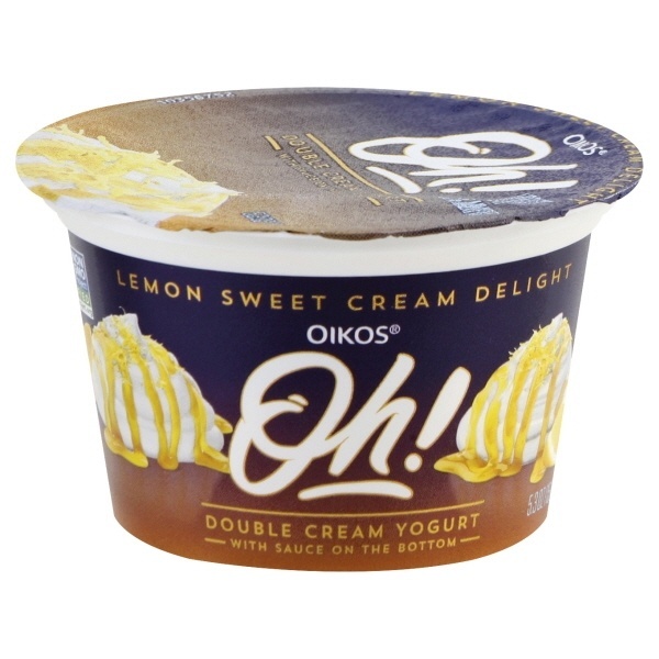 slide 1 of 5, Oikos Lemon Sweet Cream Delight Double Cream Yogurt, 5.3 oz