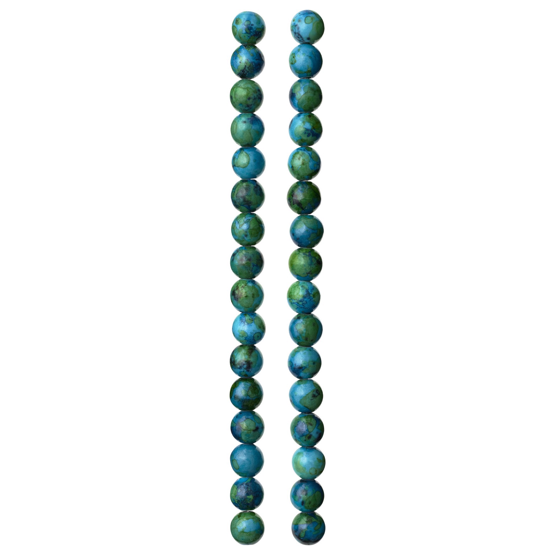 slide 2 of 3, Dyed Aqua Reconstituted Stone Round Beads, 8mm By Bead Landing, 8mm