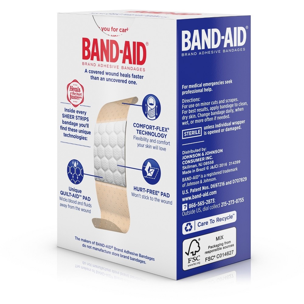 slide 5 of 8, BAND-AID Tru-Stay Sheer Strips Adhesive Sterile Bandages for First Aid & Wound Protection, Individually Wrapped Wound Care Bandages for Minor Cuts & Scrapes, All One Size, 40 ct, 40 ct