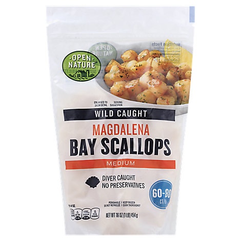 slide 1 of 1, Open Nature Bay Scallops Magdalena Wild Caught Medium, 16 oz