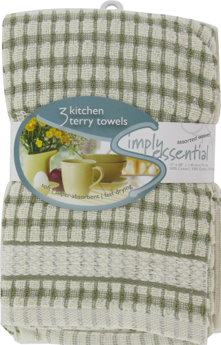 slide 1 of 1, Simply Essential Woven Kitchen Towel - 3 Pack - Cactus, One Size