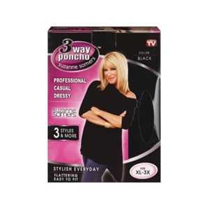 slide 1 of 1, 3 Way Poncho By Suzanne Somers, Black Size Xl-3X, 1 ct