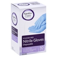 slide 1 of 1, Signature Care Nitrile Gloves Disposable Powder-Free One Size Fits Most, 50 ct