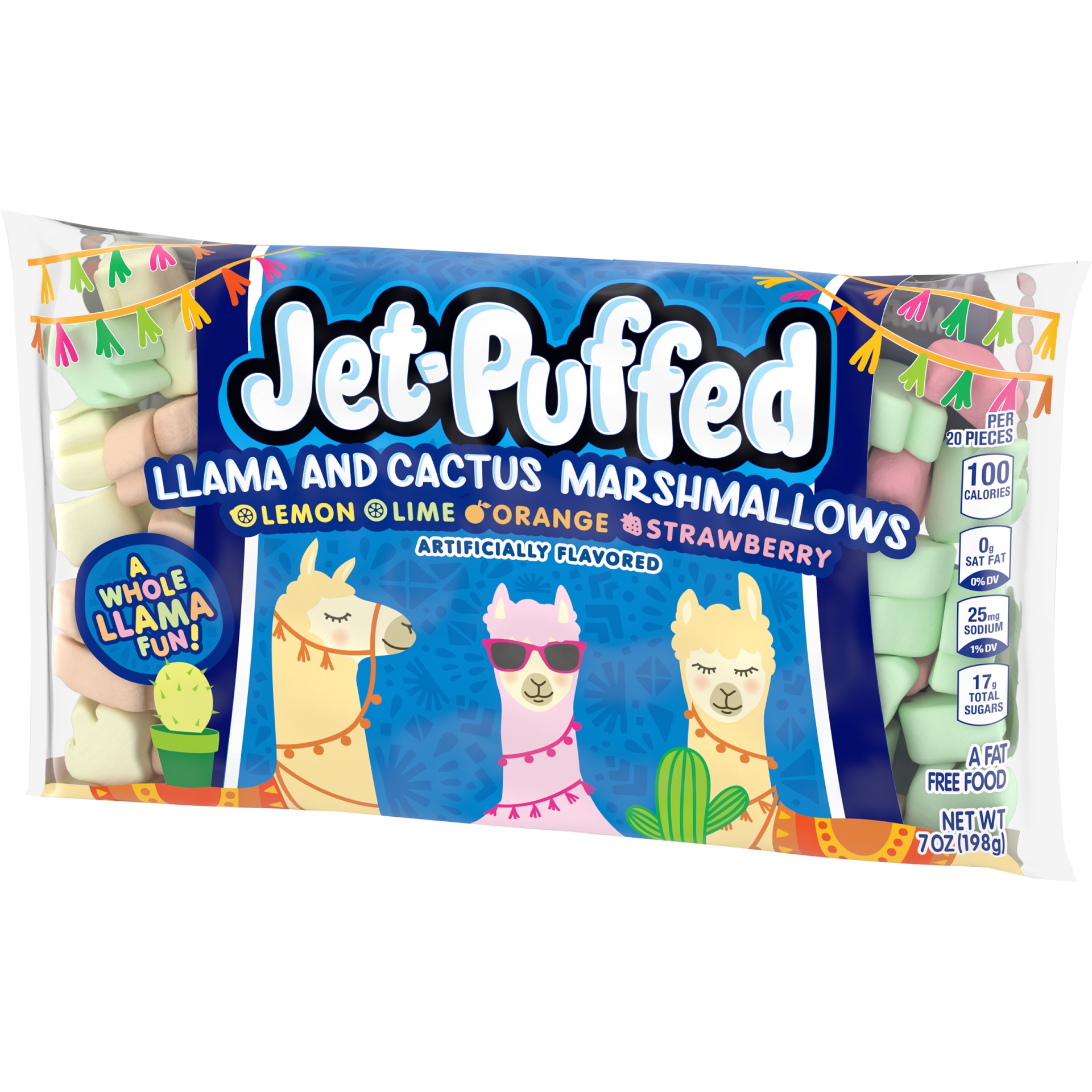 slide 5 of 6, Jet-Puffed Llama and Cactus Shaped Lemon, Lime, Orange and Strawberry Flavored Marshmallows, 7 oz Bag, 7 oz