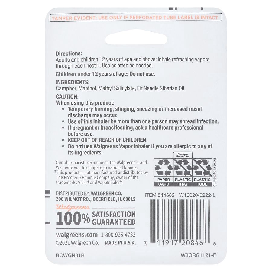 slide 3 of 5, Walgreens Non-Medicated Vapor Inhaler, 0.01 oz