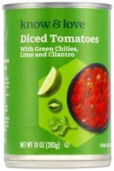 Know & Love Lime & Cilantro Diced Tomatoes 10 Ounces
