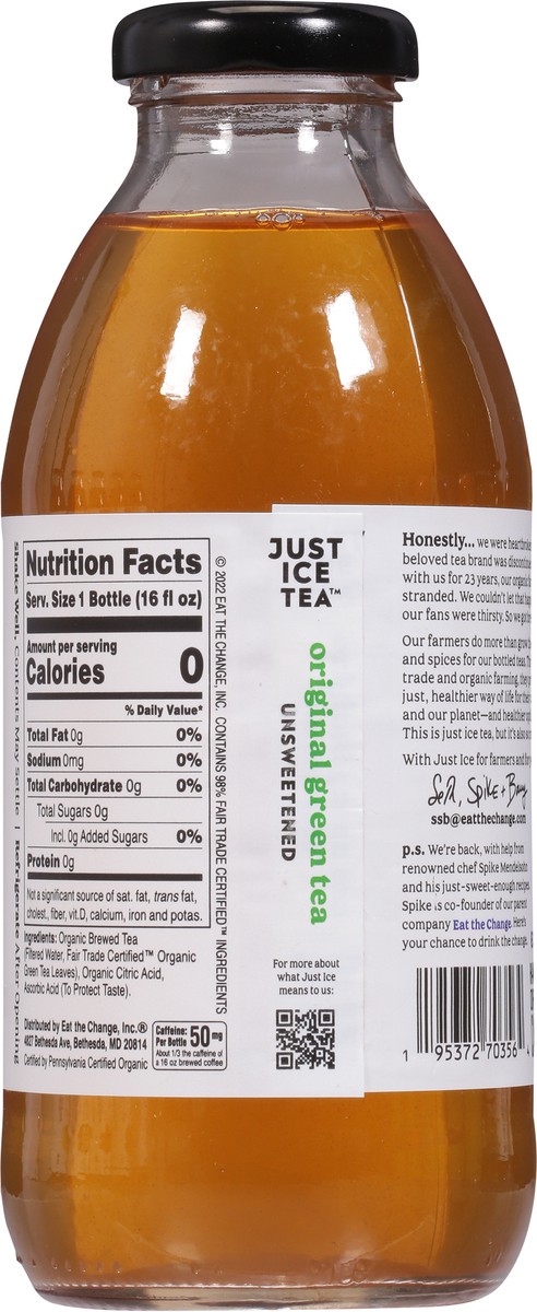 slide 4 of 9, Just Ice Tea Unsweetened Original Green Tea - 16 fl oz, 16 fl oz