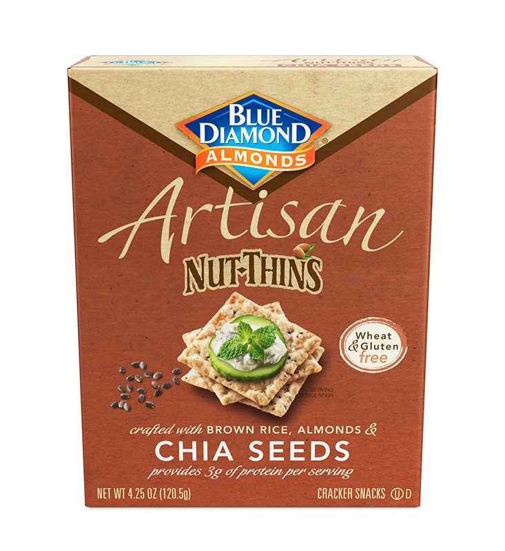 slide 1 of 9, Blue Diamond Almond Nut Thins Chia Seeds, 4.25 oz