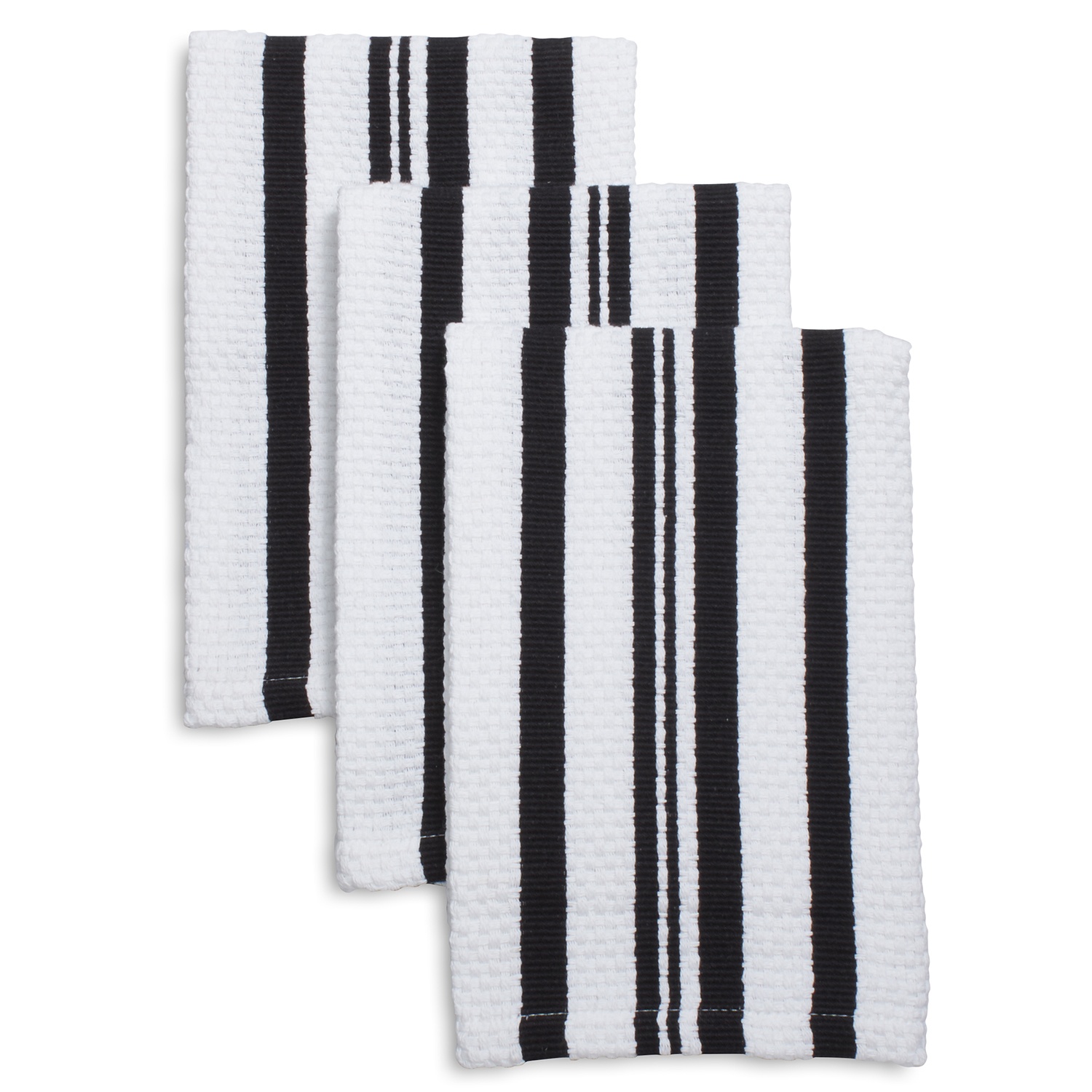 slide 1 of 1, Sur La Table Striped Dishcloths, Black, 3 ct; 12 in x 12 in