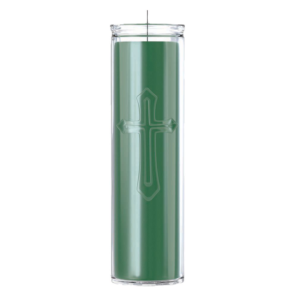 slide 1 of 1, House Of Velas Cross Candle - Green Wax, 9.6 oz