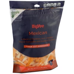 Hy-vee Mexican A Blend Of Monterey Jack, Cheddar, Queso Quesadilla And Asadero Thick Cut Shredded Cheeses