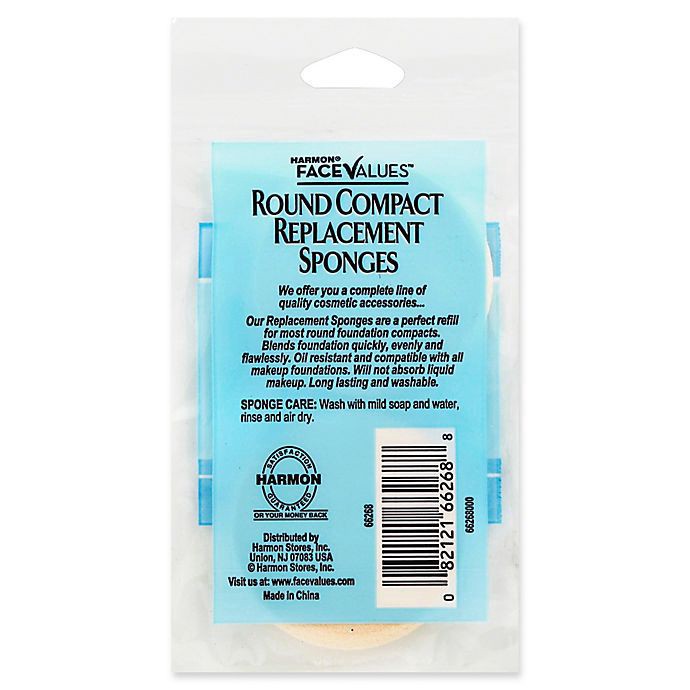 slide 2 of 3, Harmon Face Values Round Compact Replacement Sponges, 2 ct