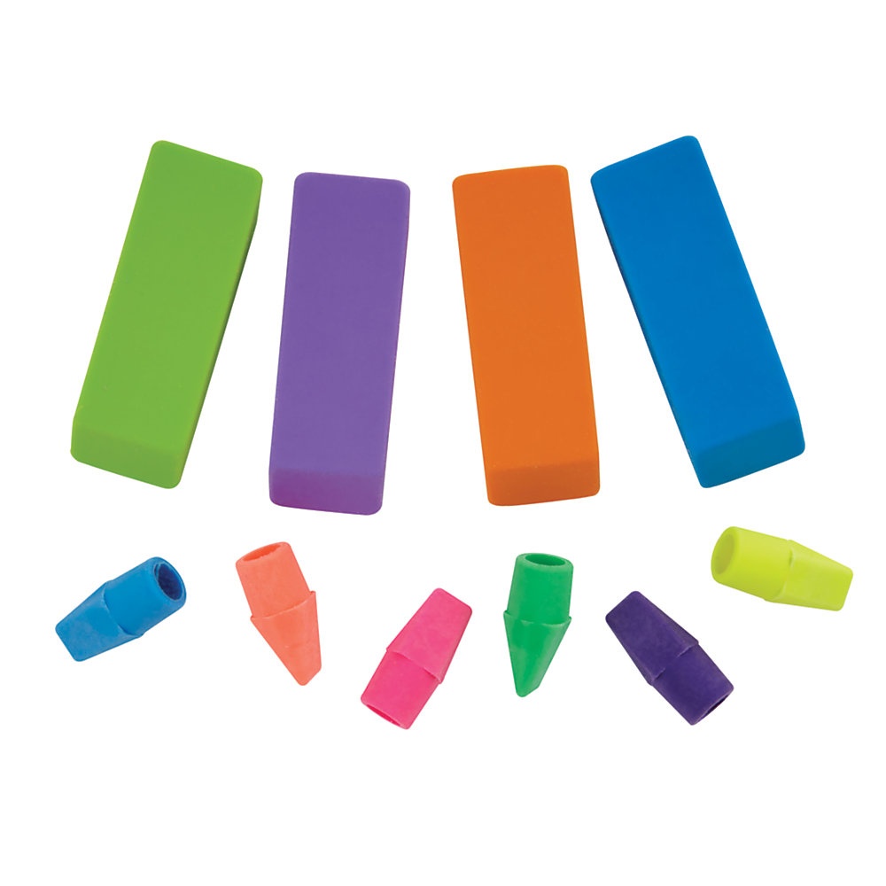 slide 1 of 1, Office Depot Brand Pencil Top/Beveled Erasers, Assorted, Pack Of 14, 14 ct