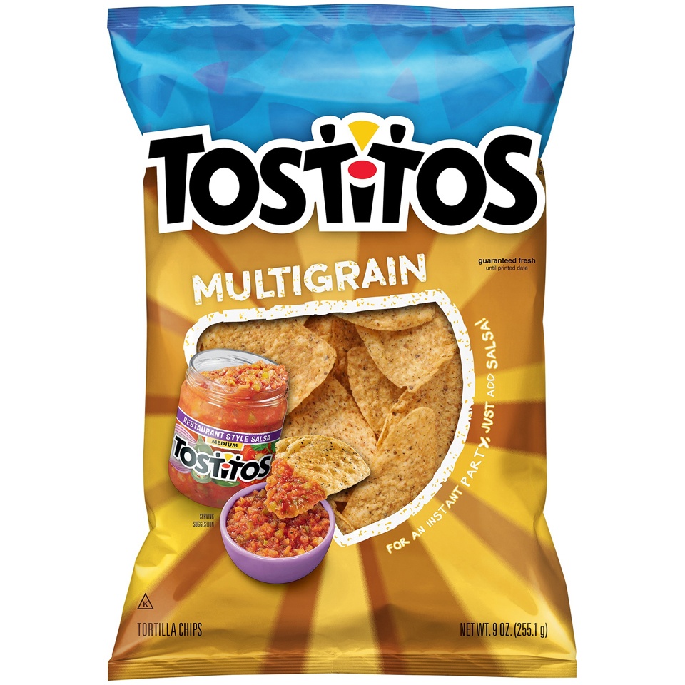 slide 1 of 3, Tostitos Multigrain Tortilla Chips, 9 oz