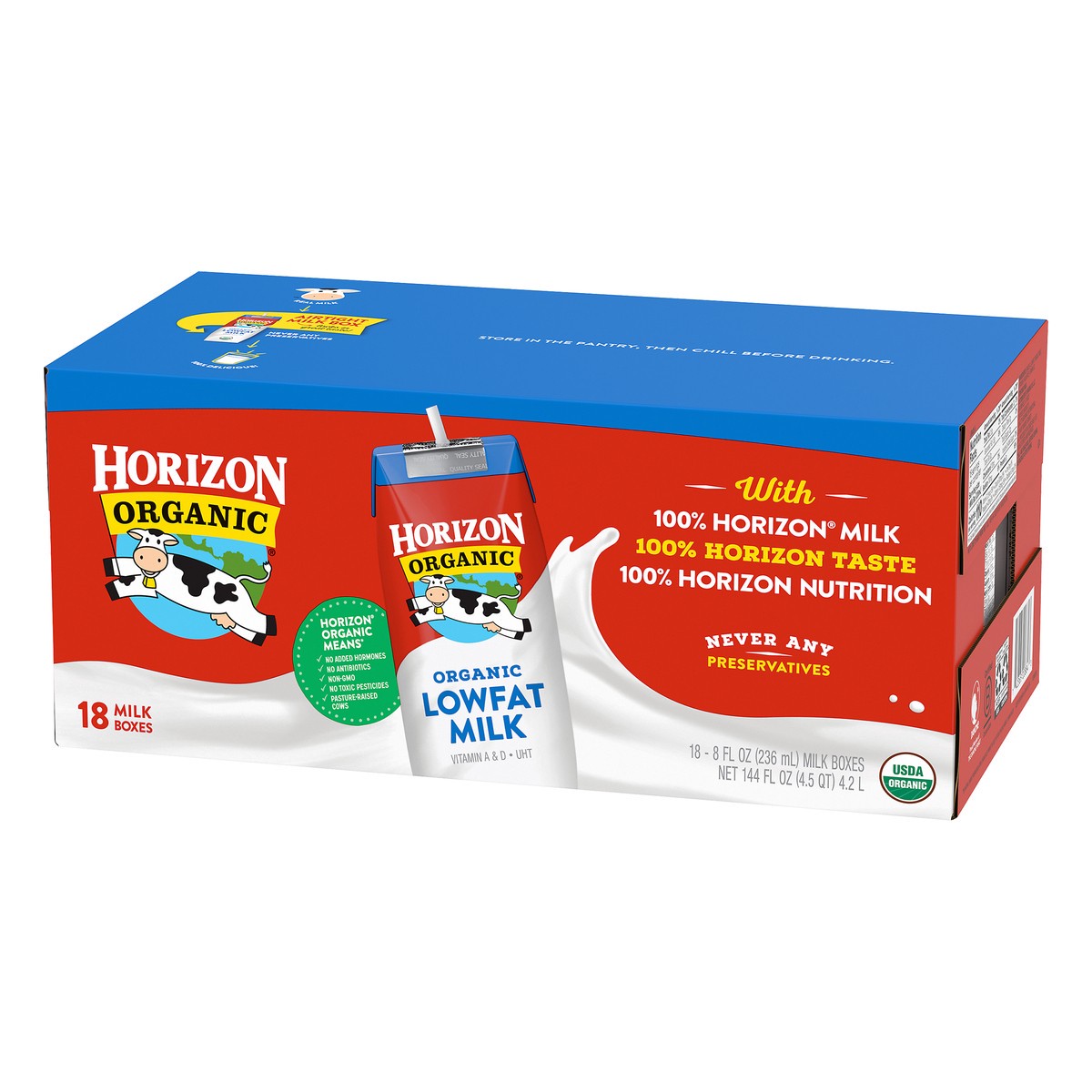 slide 2 of 13, Horizon Organic Shelf-Stable 1% Low Fat milk Boxes, 8 oz., 18 Pack, 8 fl oz